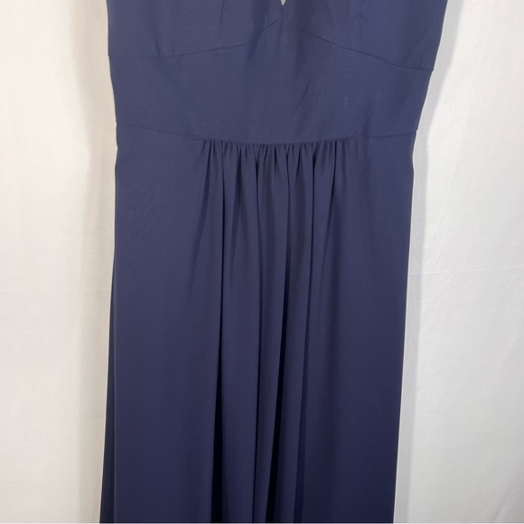 Mori Lee Madeline Gardner 21597 Blue Chiffon Open Back Plunge Neckline Dress 8 - Picture 5 of 12